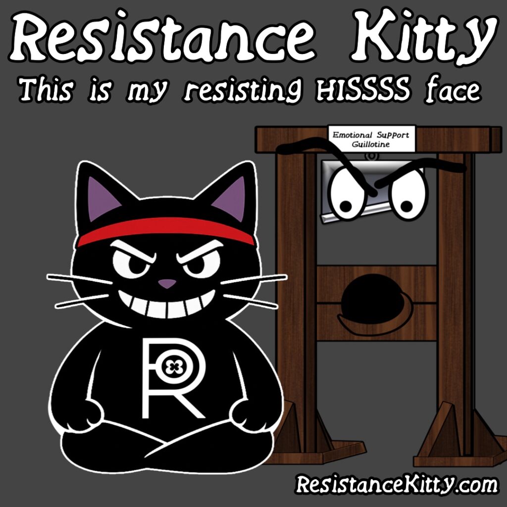 Resistance Kitty says ”This is my resisting HISSSS face'