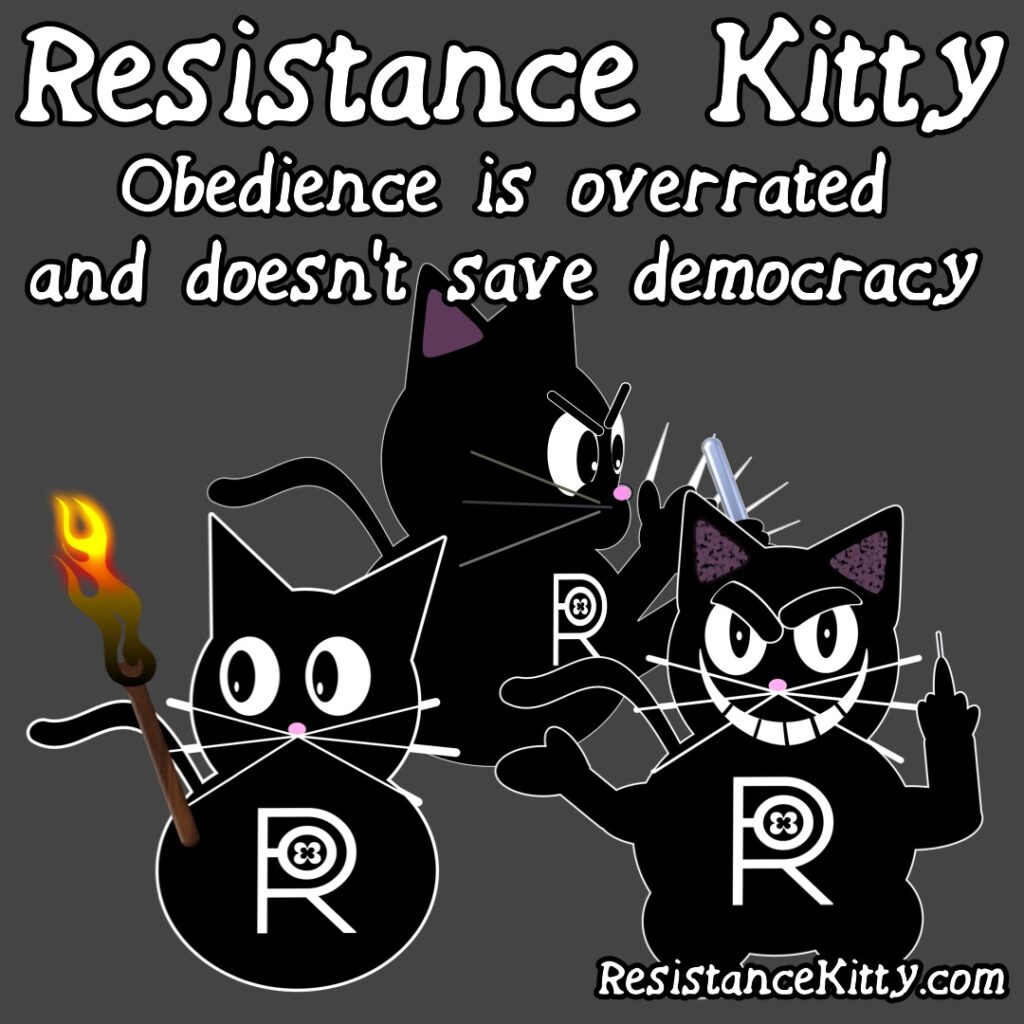 Resistance Kitty says”If this feels illegal, unethical, and stupid — congrats, you’re awake.”