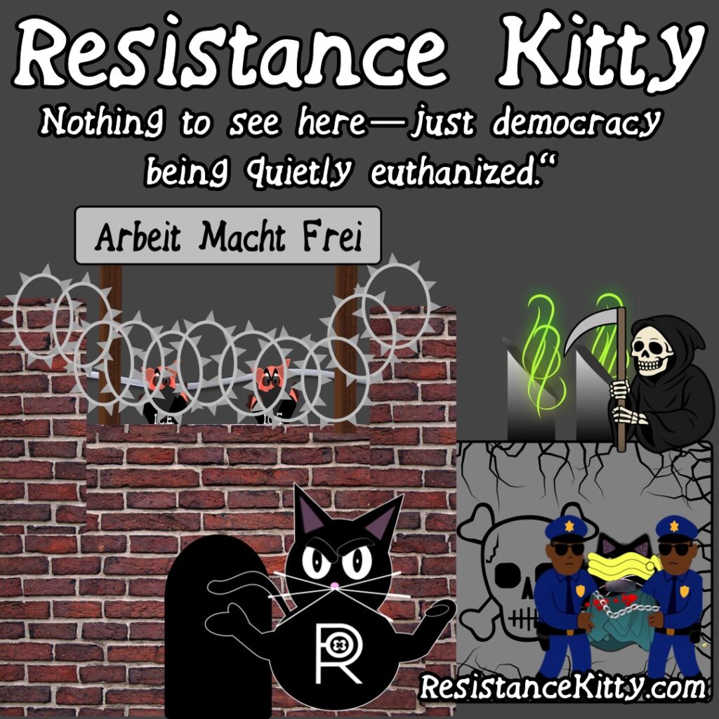 Resistance Kitty says “Nothing to see here—just democracy being quietly euthanized.”